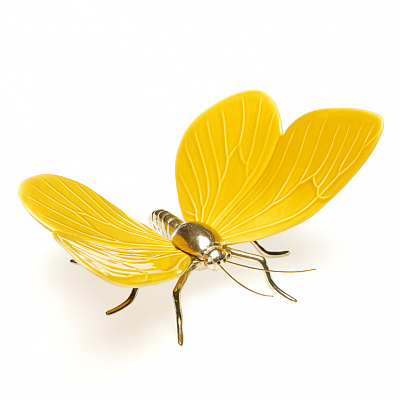 Фигурка «Бабочка» Mustard Yellow Butterfly Nat. Brass Body - Laboratorio Destorias, фото