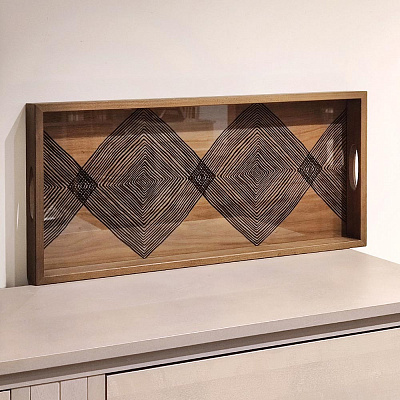 Поднос Walnut Linear Squares 20915 - Notre & Monde, фото