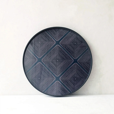Поднос Midnight Linear Squares round 20910 - Notre & Monde, фото