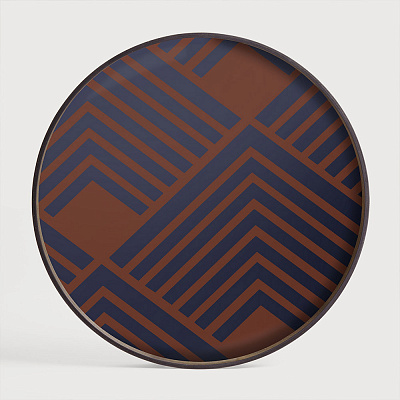 Поднос Midnight Chevron glass tray 20934 - Notre & Monde, фото